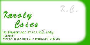 karoly csics business card